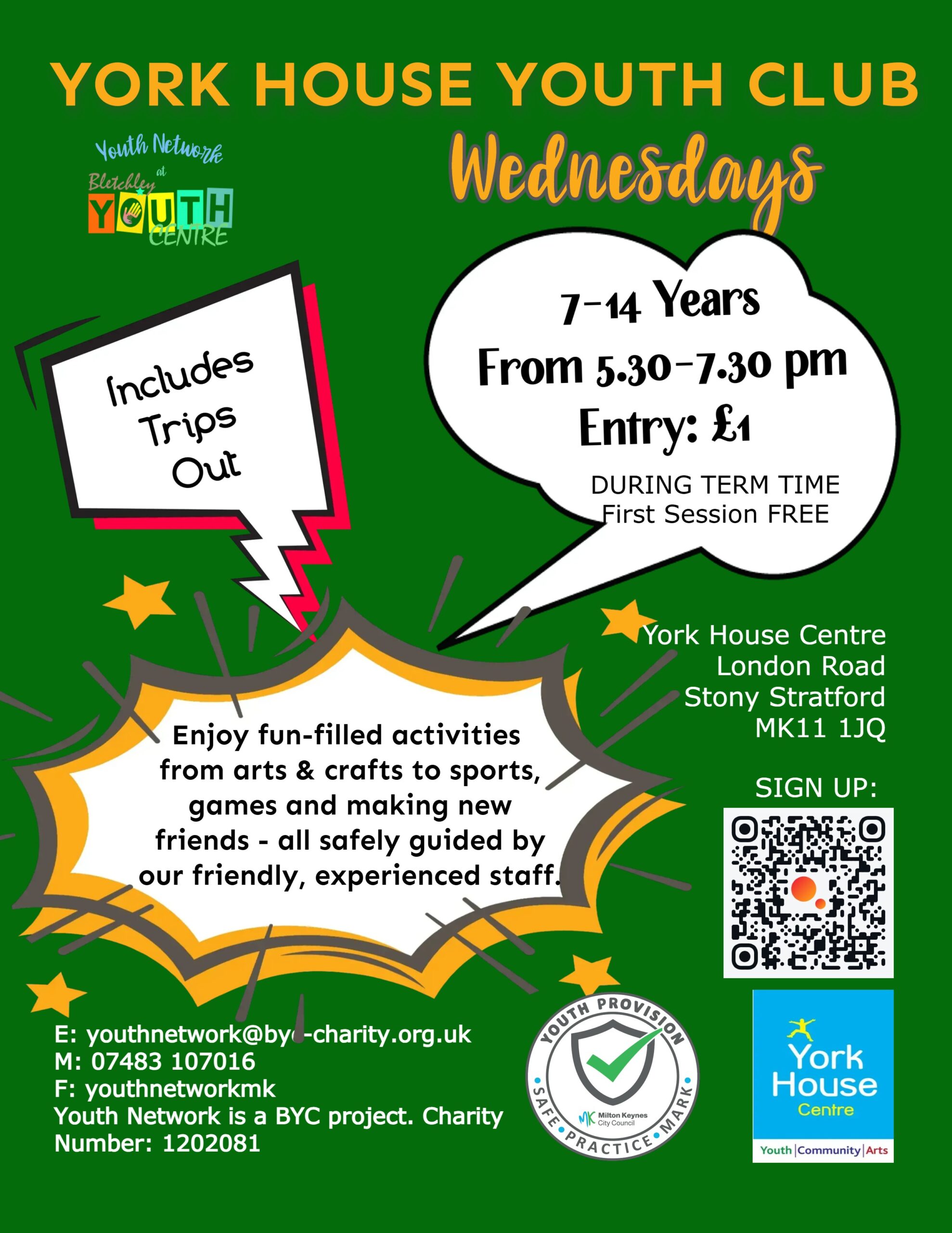 YORK HOUSE centre MIXED YOUTH CLUB on WEDNESDAYS!