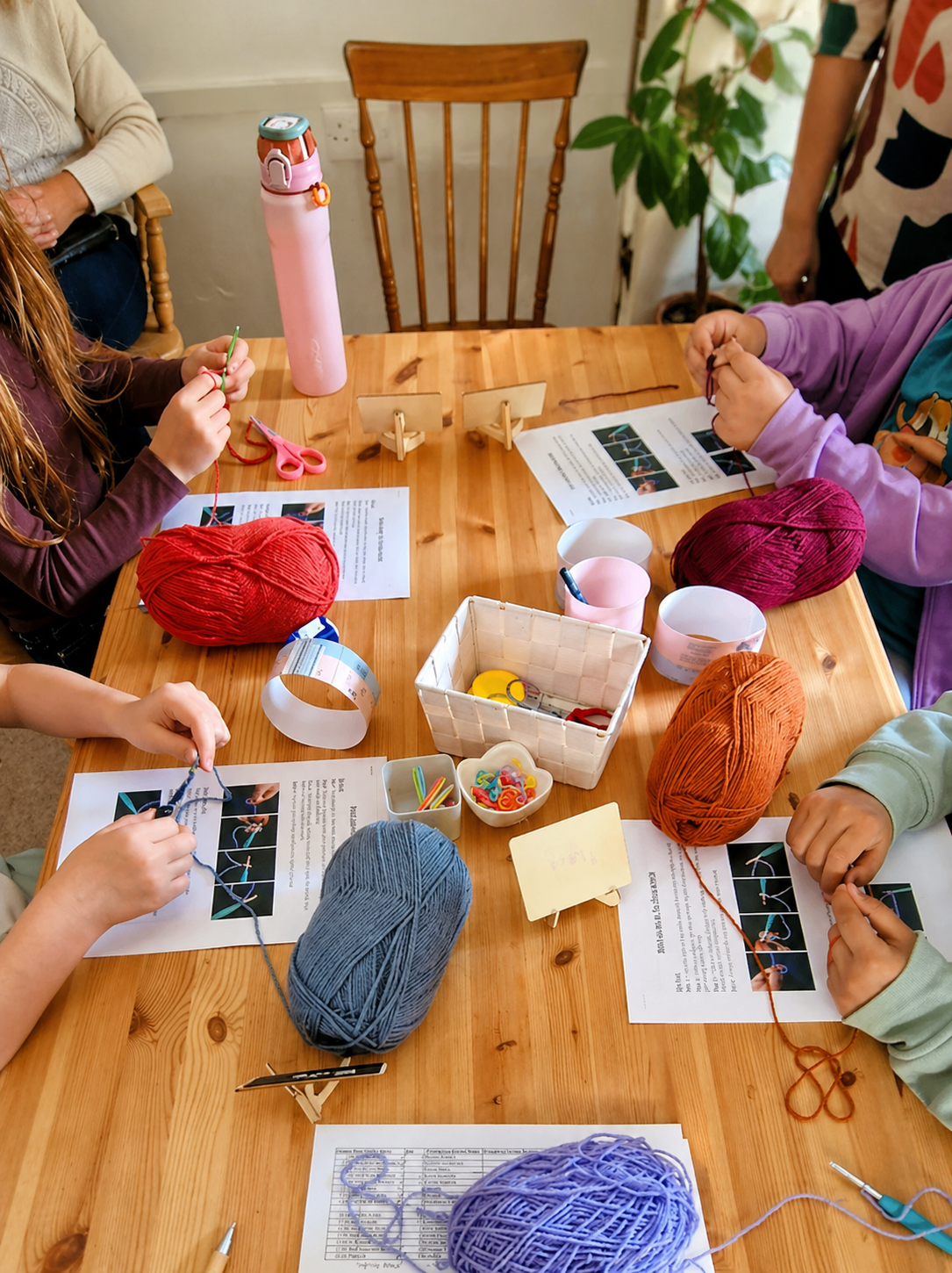 Kids crochet a pumpkin