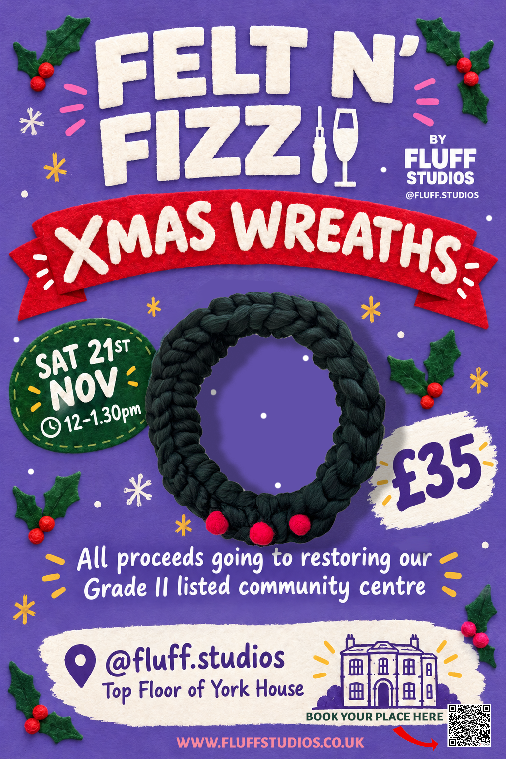 Wreath Making using roving wool in Stony Stratford